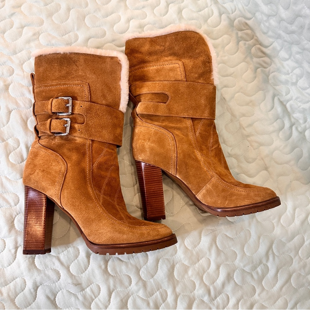 Sigerson Morrison Evanlee‎ Dyed Shearling Suede Boots 7.5 Brand New - Picture 6 of 15